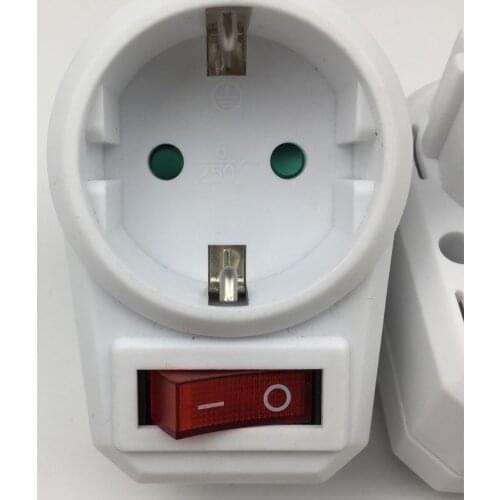 European Conversion Plug 1 to 1 Way Power Adapter Adaptor with Switch 16A AC250V