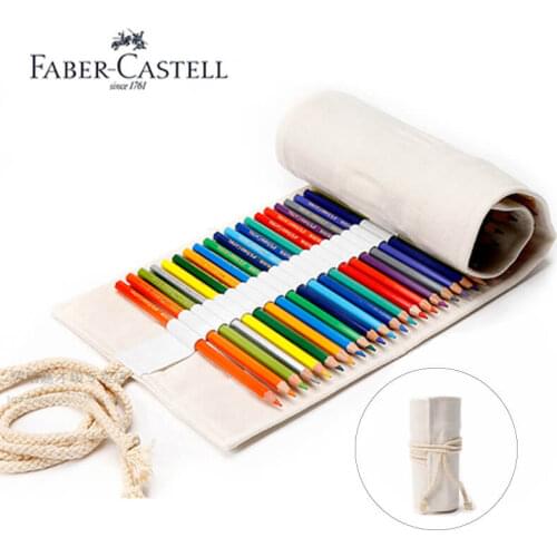 Faber Castell Colored Pencils Roll up Pouch 50/64/76 Hole Canvas Pen Bag Stationary Case Makeup Cosmetic Pencil box Art Supplies
