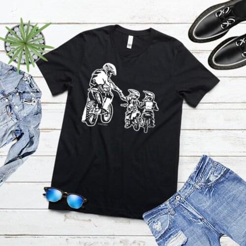 Father And Son Dirt Bike T-Shirt Dad Shirt Fathers Day Dirtbike Shirt Motocross Cotton Men Design Tops Harajuku Funny T Shirt