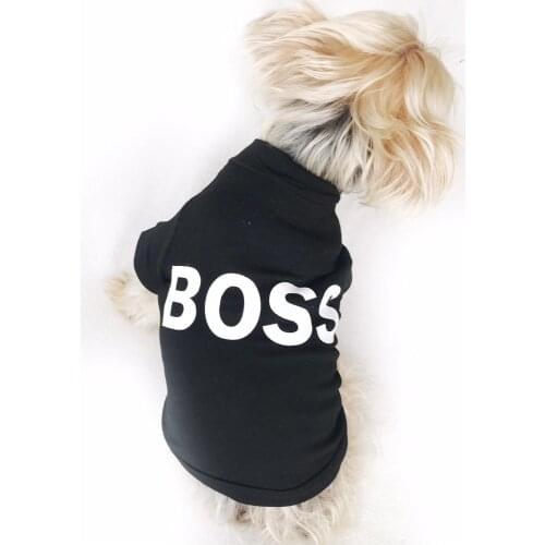 Boss Printed Dog T-Shirt, Dog T-Shirt for Small Breeds, Dog Fashion, dog Dress, Dog Clothes, Pet Clothes