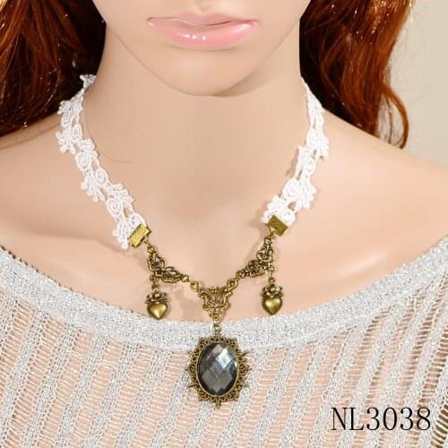Gothic Jewelry White Lace Statement Necklace Victorian Style Necklace Choker For Lady