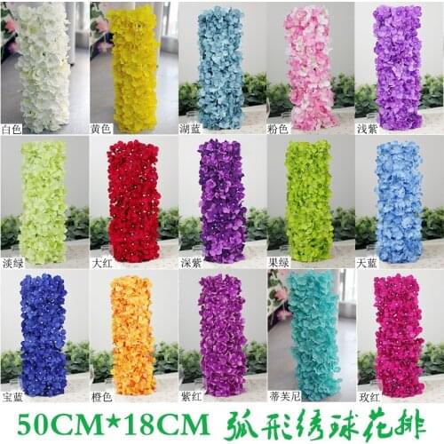 Artificial Hydragea Flower Garlands 10Pcs 50*20cm Fake Hydrangeas Floral for Wedding Party Registration Background Decorations