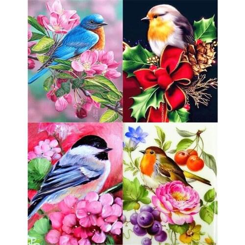 DIY 5D Paint With Diamonds Full Square Rhinestones Cross Stitch Diamond Art Bird Bead Embroidery Handwork Gift