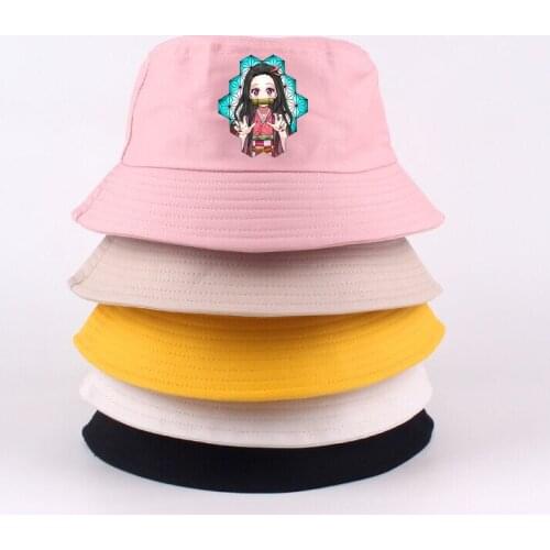 Demon Slayer Kimetsu No Yaiba Hats for Women Fashion Caps Anime Bucket Hat Unisex Fisherman Hat Cartoon Sun Protection Hat