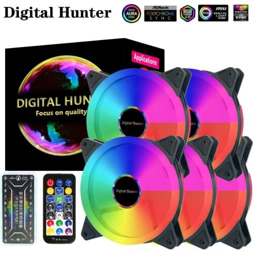 Digital Hunter 120mm Cooling Fan PWM RGB 12v Mute Adjustable speed Adjust LED 12cm Double halo pc computer Cooler argb Case Fan