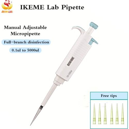 Laboratory Pipette 0.1-5000ul Plastic Pipette Full Sterilizable Adjustable Digital Micropipette Lab Equipment with Pipette Tips