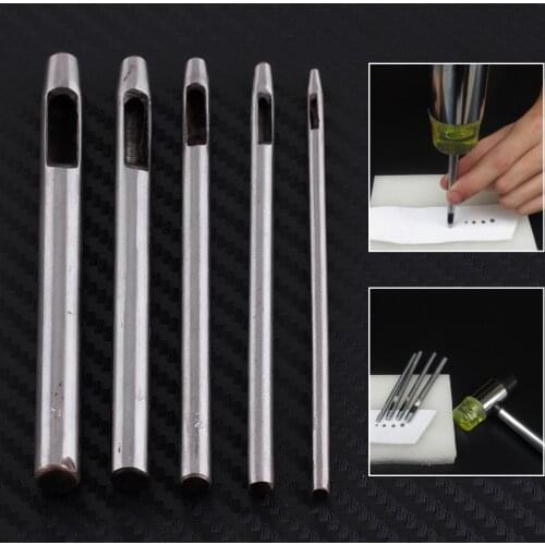 LEYAOSK 5pcs/Set 1mm-5mm Leather Belt Watch Gasket Round Hollow Hole Punch Cutter Tool