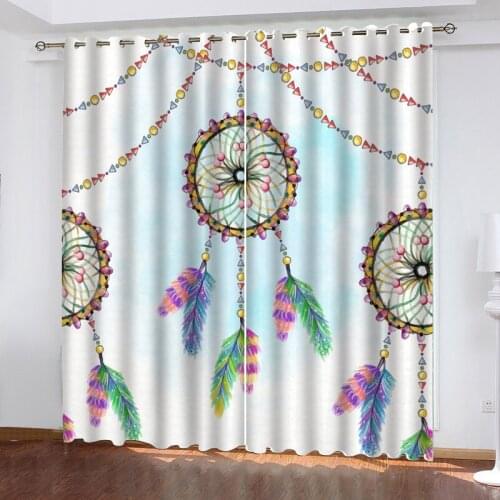 Dreamcatcher American style Grommet Top Thermal Insulated Blackout window Curtains 2 Panels