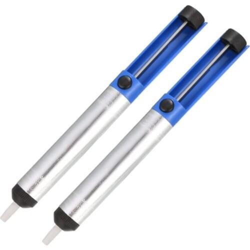Desoldering Pump 7.5 inches 19cm Manual Vacuum Solder Sucker Removal Hand Tool Aluminum Plastic Silver Blue 2pcs
