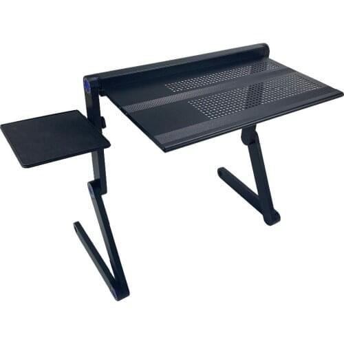 Laptop Table Stand Adjustable Riser: Portable with Mouse Pad Fully Ergonomic Aluminum Black Bed Tray Desk Book Fans Up to 51cm
