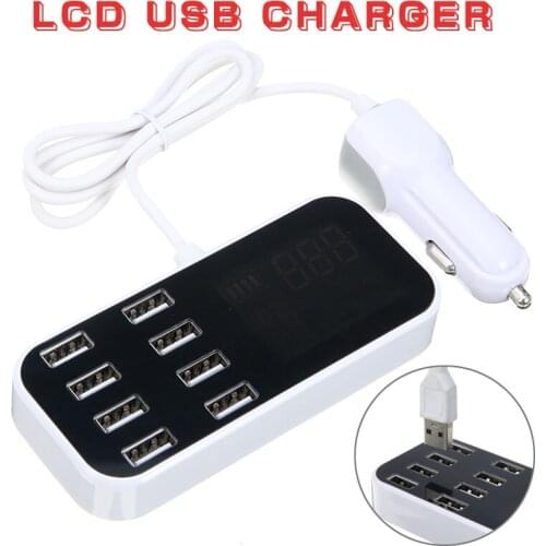 8-Ports Fast Charging Desktop USB Charger Station Hub LCD Display USB Charger Universal Smart Car USB Chargers for Phones