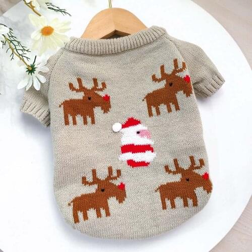 French bulldog autumn and winter new Christmas sweater elk sweater Corgi fat dog bully costume law fat dog clothes