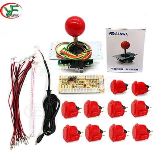One Player Arcade Kit DIY Zero Delay Arcade USB BoarWith Cable Japan Original SANWA Joystick JLF-TP-8YT OBSF-30 /24 Push Button