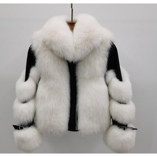 Real Fur Coat Winter Women Natural Fox Short Casual Luxury Genuine Leather Fur Jacket MJF-FC-15