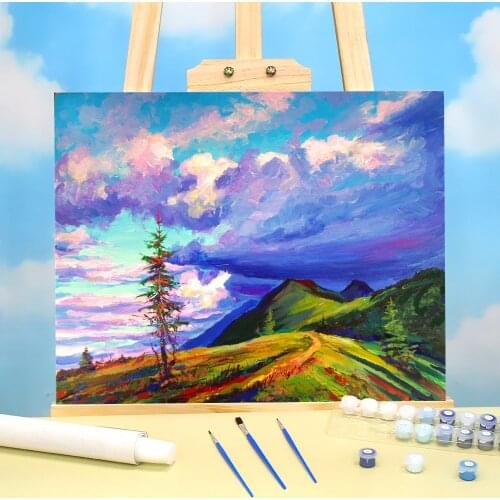 Landscape The Clouds. Etude DIY Paint By Numbers Set Oil Paints 50*70 Canvas Painting New Design For Handiwork