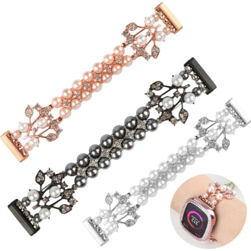 Luxury Pearl Watch Strap For Fitbit Versa 3 Watch Band Women Jewelry Bracelet Belt For Fitbit Sense Wristband