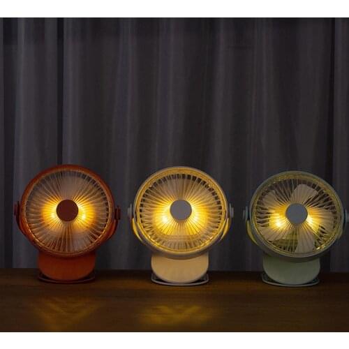 SANYI USB Charging Fan Night Light Built-in Battery Desk Lamp Fan with Clip 360 Degrees Adjustable USB Handy Desk Cooling Fan