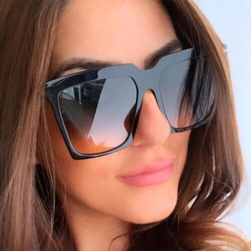Oversized Square Frame Women Men Sunglasses Double Gray Lens UV400 Eye Protection Girl Sexy Ladies Outdoor Eyewear
