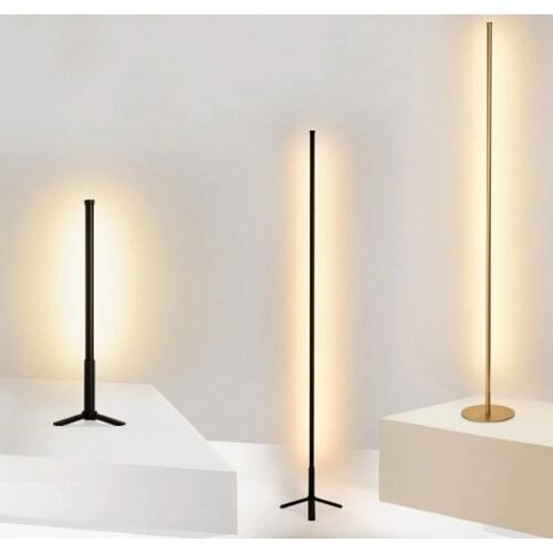 Modern Minimalist Line Led Floor Lamp Bedroom Office Vertical Stand Lights Nordic Tall Tripod Standing Lamps for Living Room