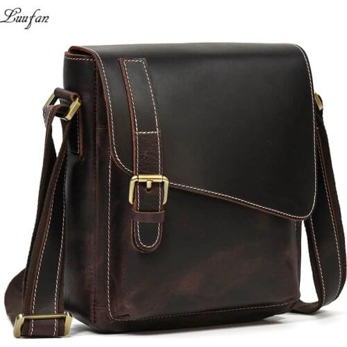 Luufan Genuine Leather Shoulder Bag For Men Cow Leather Male Messenger Bag For Ipad Phone Casual Crossbody Bag Daily Man Bags