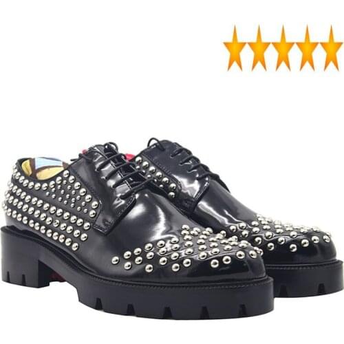 Rivet Foraml Men Italian Pointed Toe Height Increasing Leather Shoes Punk Style Party Zapatos De Hombre Platform Footwear