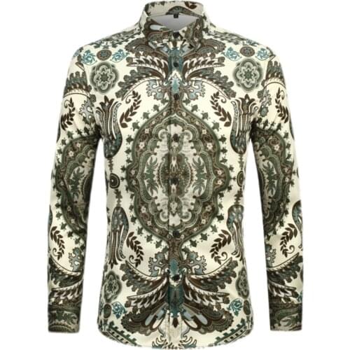 Fanzhuan Free Shipping New male long sleeved 2021 autumn printed shirt mens trend casual handsome non-iron design retro shirt