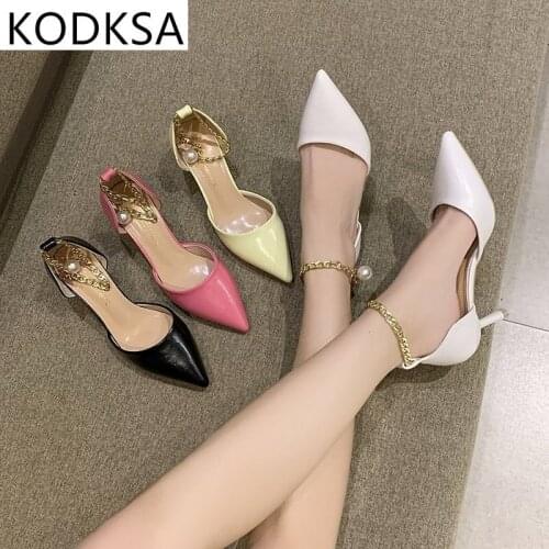 Pointed High Heels Stiletto Heel 2021 New Sexy All-match Fashion Black Shallow Mouth Buckle Single Shoes Women