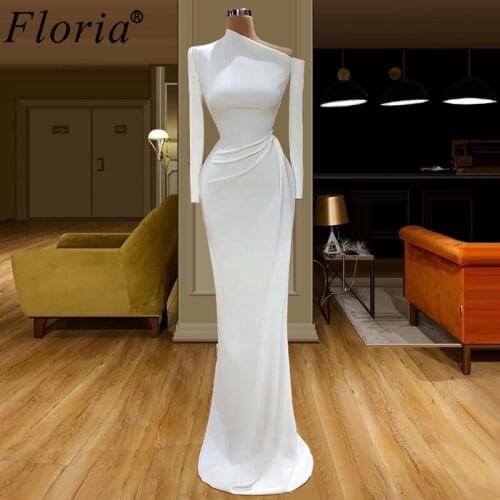 Dubai Couture Formal White Evening Dresses 2020 Elegant Mermaid Prom Dresses Women Party Night Long Muslim вечернее платье