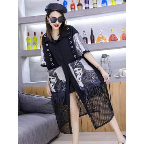 Black Shirt Female Design Light Coat Summer Retro Long Section Lazy Hollow Cardigan Jacket Women Sleeveless Harajuku Tops K638