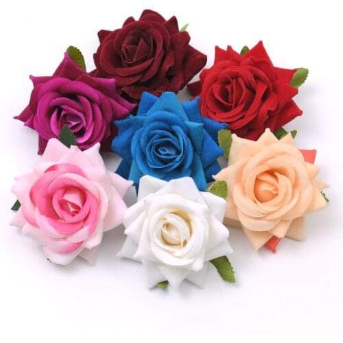 1pcs 6cm-7cm Silk Flower Dahlia Rose Artificial Flower Head Wedding Decoration DIY Wreath Gift Box Scrapbooking Craft Flowers