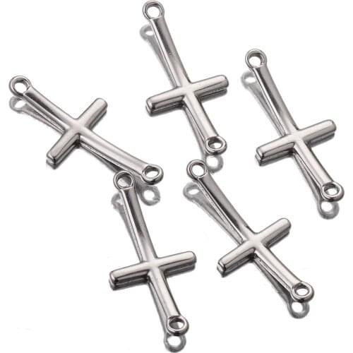 10pcs Lot Stainless Steel Cross Charm Pendant for Diy Earring Bracelet Jewelry Making Supplies Connectors Wholesale Bulk Crafts