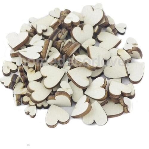 100Pcs Assorted Size Natural Wood Heart Plain Shabby Chic Craft Scrapbook