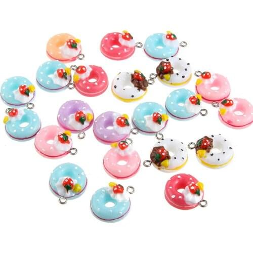 100pcs Kawaii Phone Pendant Cute Fruit Donut for Mobile Phone Straps Decoration Charm Pendant Straps DIY Accessories Wholesale