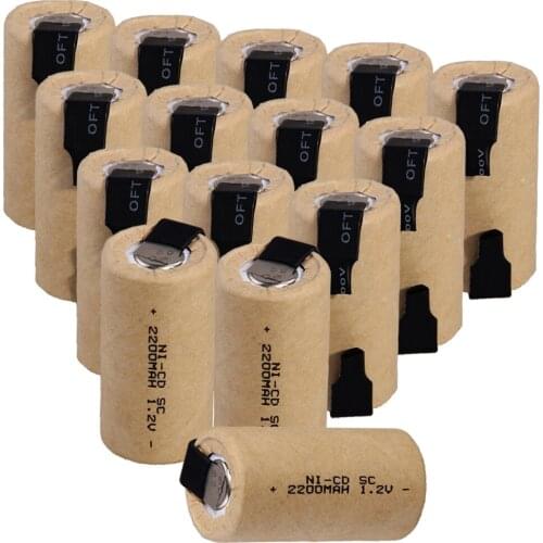 15 pcs SC battery 4.25cm*2.2cm 2200mah 1.2V NICD SUBC batteries for power tools for BOSCH for DEWALT for CASALS for HITACHI