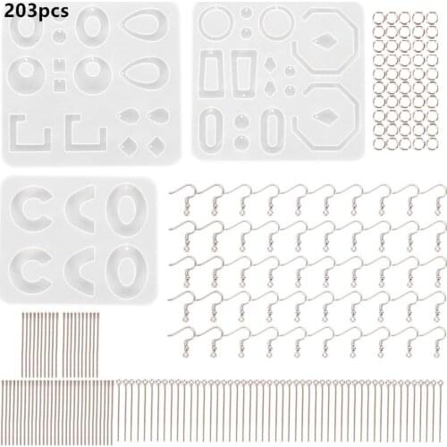 203pcs/set DIY Crystal Silicone Mold Set For Jewelry Necklace Earrings Making UV Resin Silicone Mold Handmade Molds Accessories