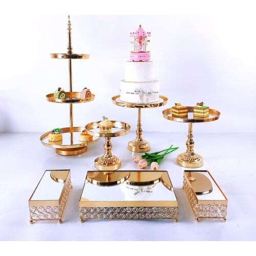 7-16 PC Crystal Metal Wedding Fruit Cake Stand Rack Set Festival Party Display Tray Cupcake Stand