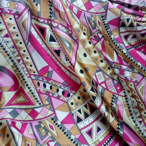Satin fabric Glossy Tilda DIY Satin Fabric bohemian geometry printed Polyester printed Satin Charmeuse Fabrics
