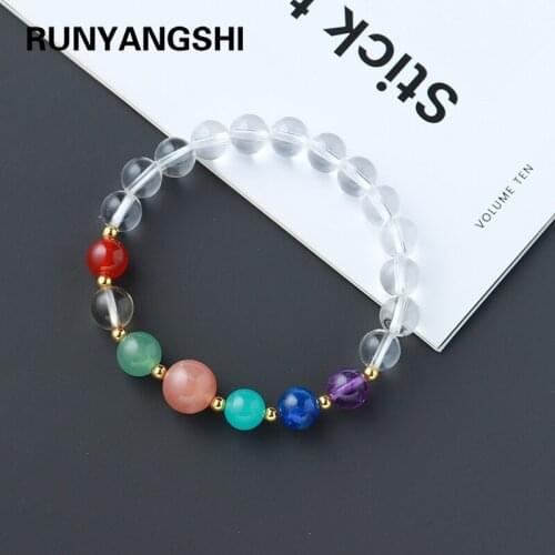 Natural Seven chakras energy gem seven color crystal bracelet hand string exquisite jewelry for woman gifts