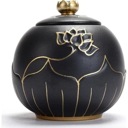 Black Urns for Ceramics Ashes Sealed Cremation Funeral Keepsake Human Pet Memorial Suitable Home Fireplaces Burial Ash Urn