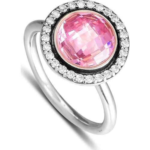 CKK 925 Sterling Silver Brilliant Legacy, Pink Rings For Women Original Jewelry Making Anniversary Gift
