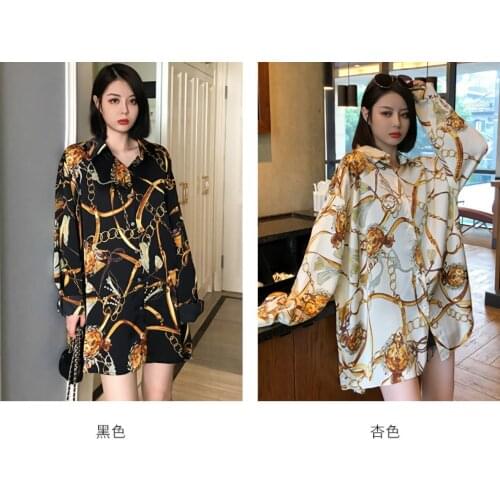DPSDE women fashion 2021 new spring street casual style shirt long sleeve lapel single-breasted printed 2 color shirt