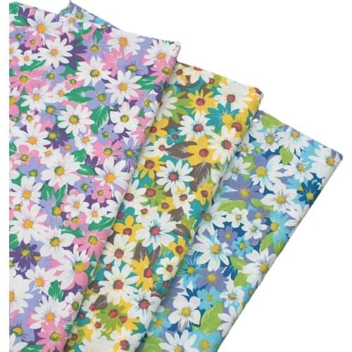 Wide 58" Printed Cotton Sateen Poplin Fabric Dress Clothing Clothes Diy Material Daisy By the Yard