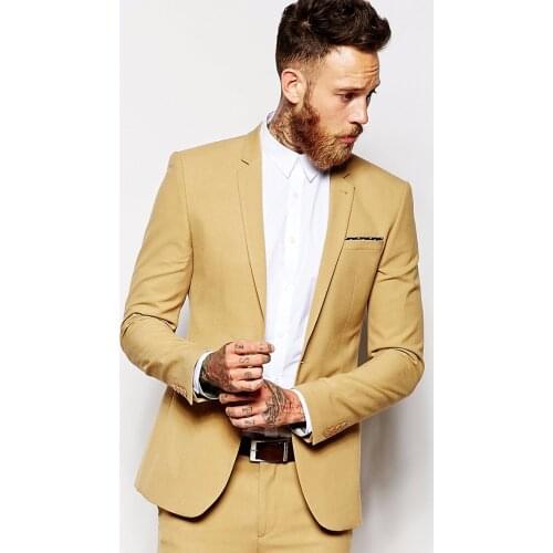 Custom Made Man Suit Slim Fit Groom Tuxedos 2 Piece Mens Wedding Party Suits Groomsman Bridegroom Attire(Jacket+Pants)