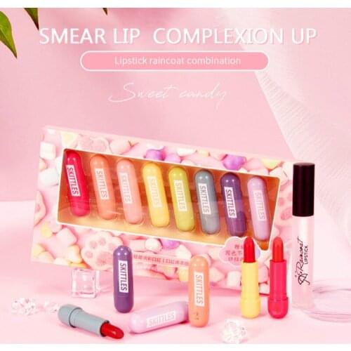 7 Colors/set Capsule Lipstick Gift Box Set Mini Capsule Lip Glaze Matte Lipstick Raincoat Waterproof Lasting Non-stick Cup TSLM2