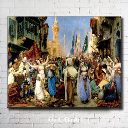 Classical Arab figures dance palace scenery oil paintings canvas printing printed on canvas home wall art decoration picture