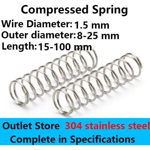 304 Stainless Steel Compression Spring Wire Diameter 1.5mm Y-type Pressure Spring SUS Compressed Spring