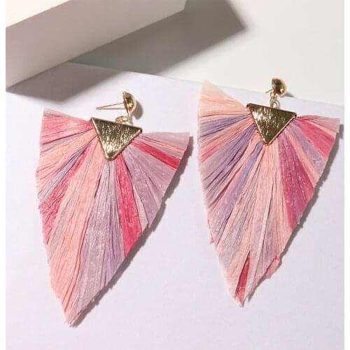 Korean Fashion Earrings 2021 Trend New Alloy Raphaela Triangularis Multicolor Splicing Tassels Geometry Arrow Womens Earrings
