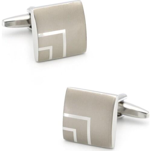 Laser Classic Design Mens Square Cufflinks Quality Brass Material Silver Color Cuff Links Wholesale&retail