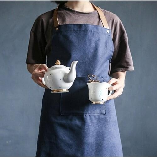 Fashion Cotton Canvas High-grade Apron for Women Men Kitchen Bib for Dishwashing Cleaning Painting Gardening