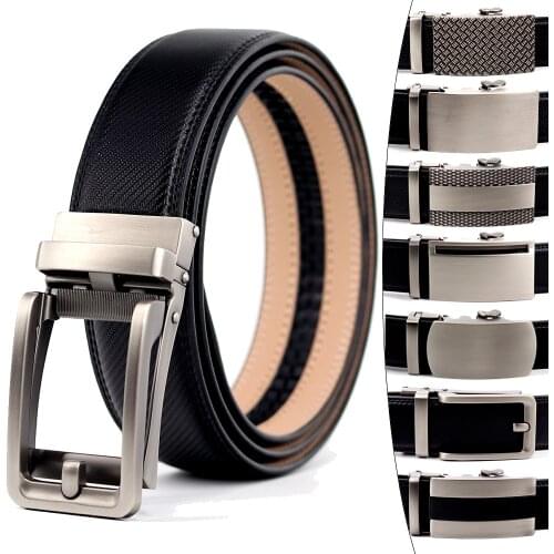 2021 New Style Brand Simple Casual Mens Leather Belt Designer Luxury Cowhide Belt Ratchet High Quality Alloy Automatic Buckle